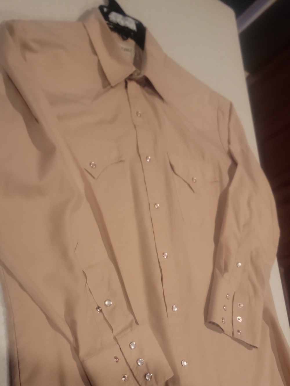 Men's Classic Beige Western Shirt - Neutral Tone L/XL PEARL SNAP